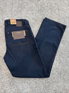 Alberto Men’s Indigo Straight Jeans - modern Fit